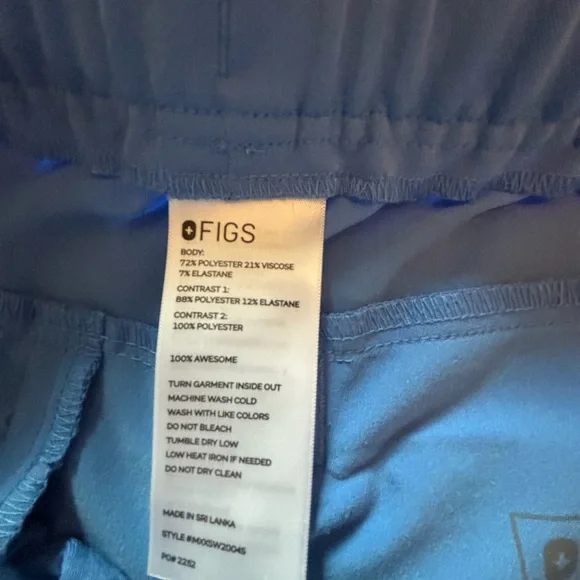 Men’s FIGS - Light (Ceil) blue Tansen jogger scrub pant. Size M/short. EUC - Picture 7 of 7